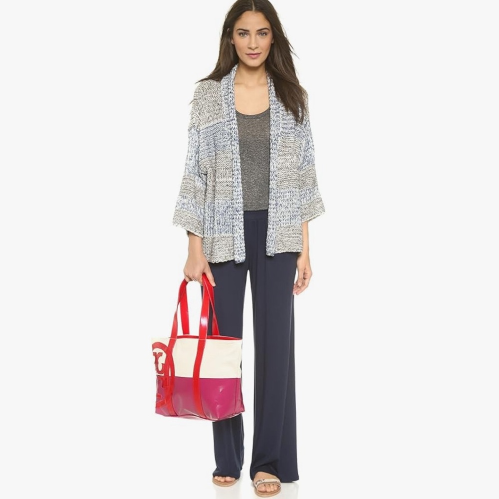 Tory Burch BEACH Red and Pink Colorblock Gorgeous Tote - Picture 3 of 15